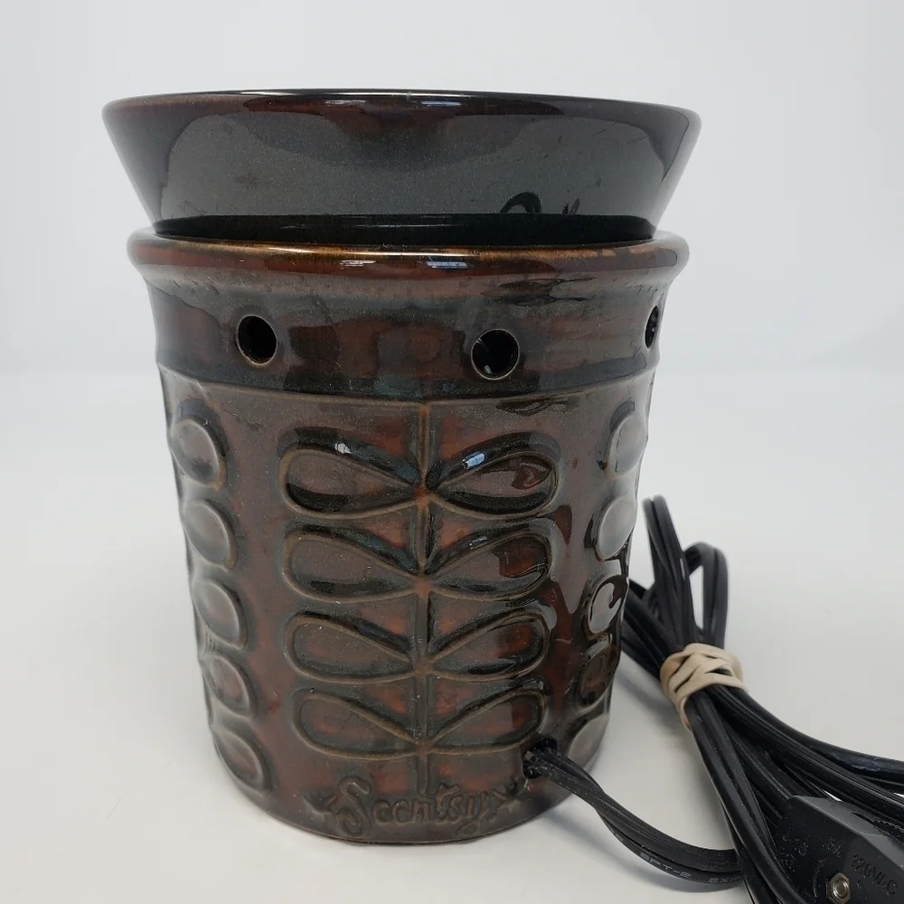 SCENTSY FARFALLE FULL SIZE WAX WARMER RETIRED RED BROWN GLAZE